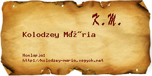 Kolodzey Mária névjegykártya